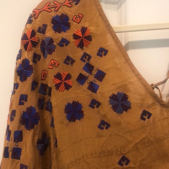 Free People Mustard Embroidered Top - Picture 3 of 6